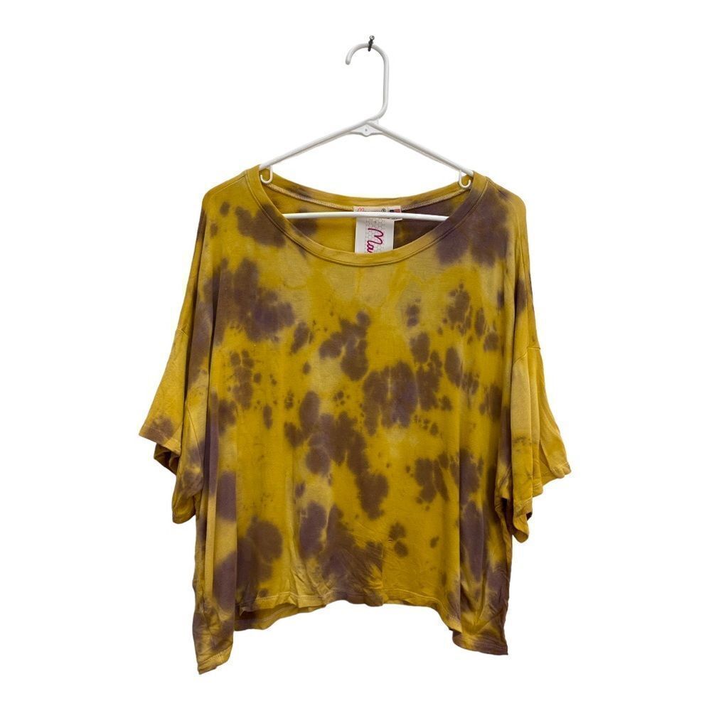 Maronie Tie Dye Boxy Short Sleeve Top Size S Yellow NWT